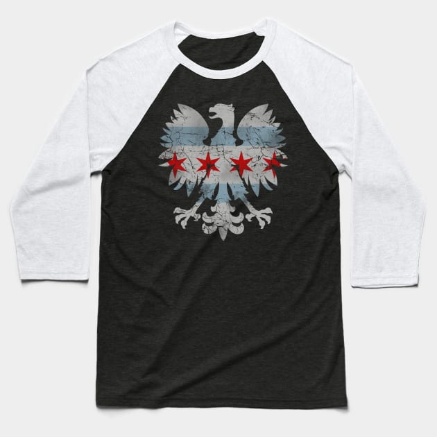 Polish Eagle Chicago Flag Baseball T-Shirt by E